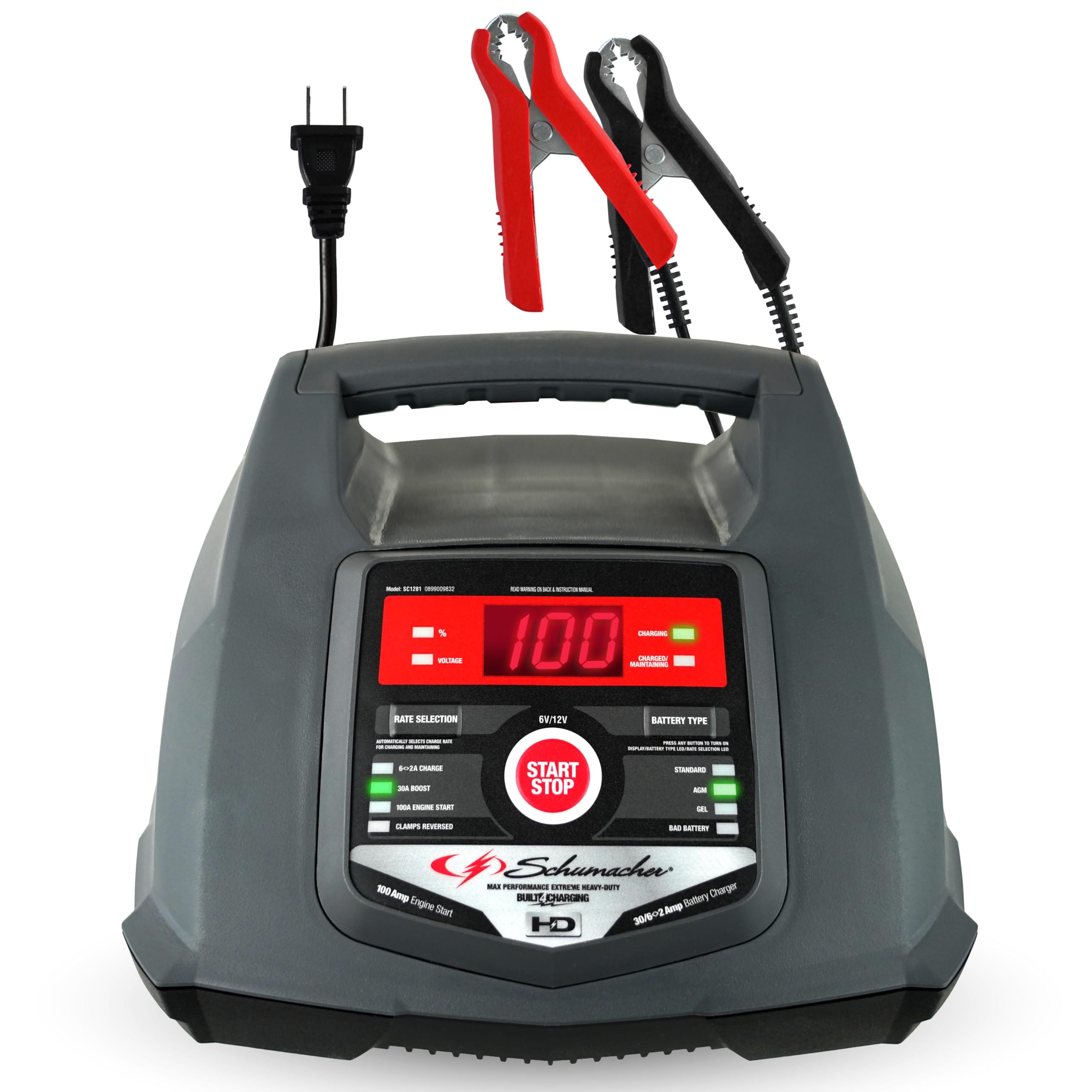 Version 1.0.0 Schumacher Electric 6A Car Battery Charger and 100A Engine Starter, 5-in-1 Solution, Maintainer, 30A Boost, for 6V/12V Power Sport, Automotive, and Marine Batteries, SC1281 - Image 1