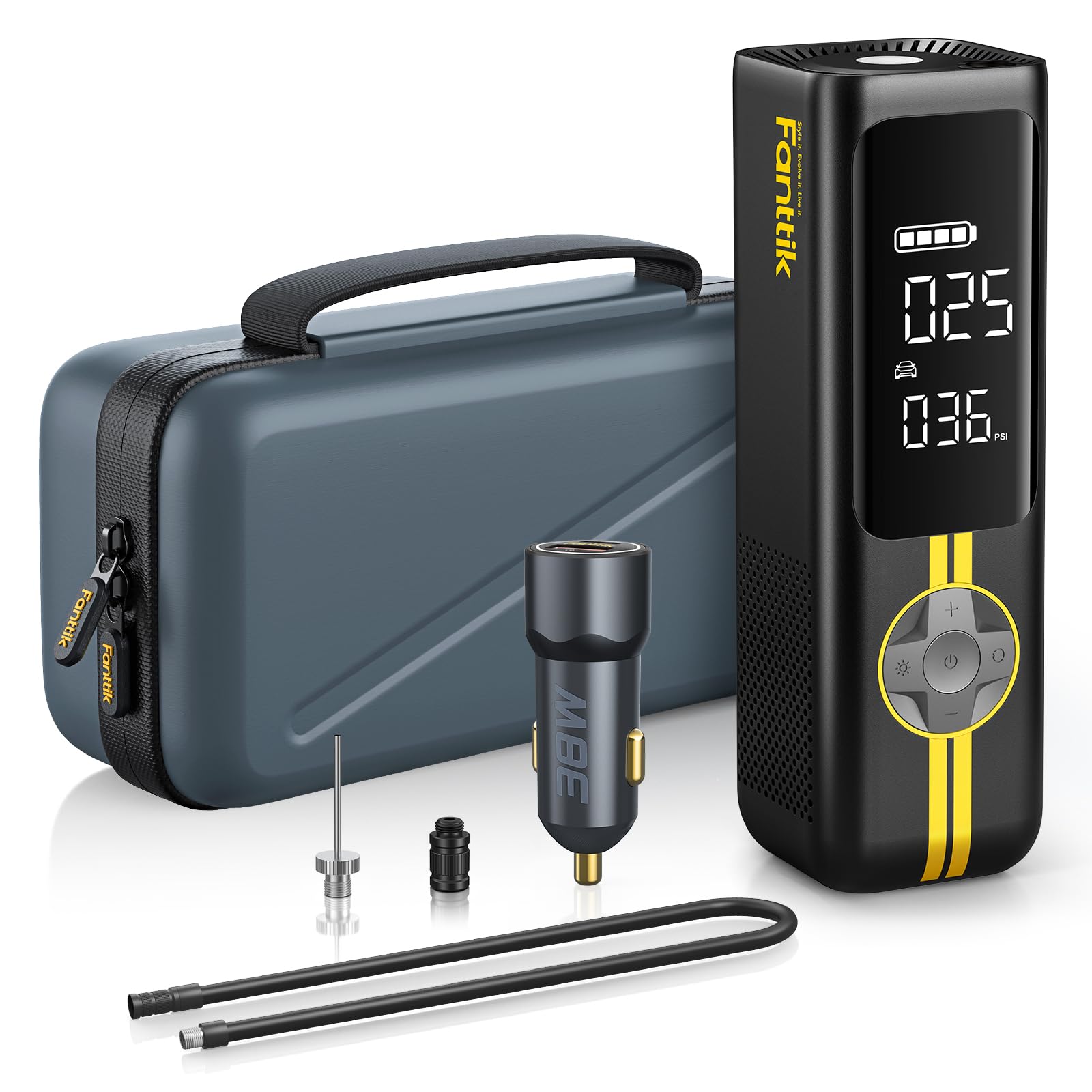 Version 1.0.0 Fanttik X8 APEX Tire Inflator Portable Air Compressor, 1 Min Fast Inflation, 150PSI Cordless Tire Inflator with LED Dual Screen, Suitable for MPV, Car, Motorcycle, Up to 26.3″ Tires, Deluxe Package - Image 1