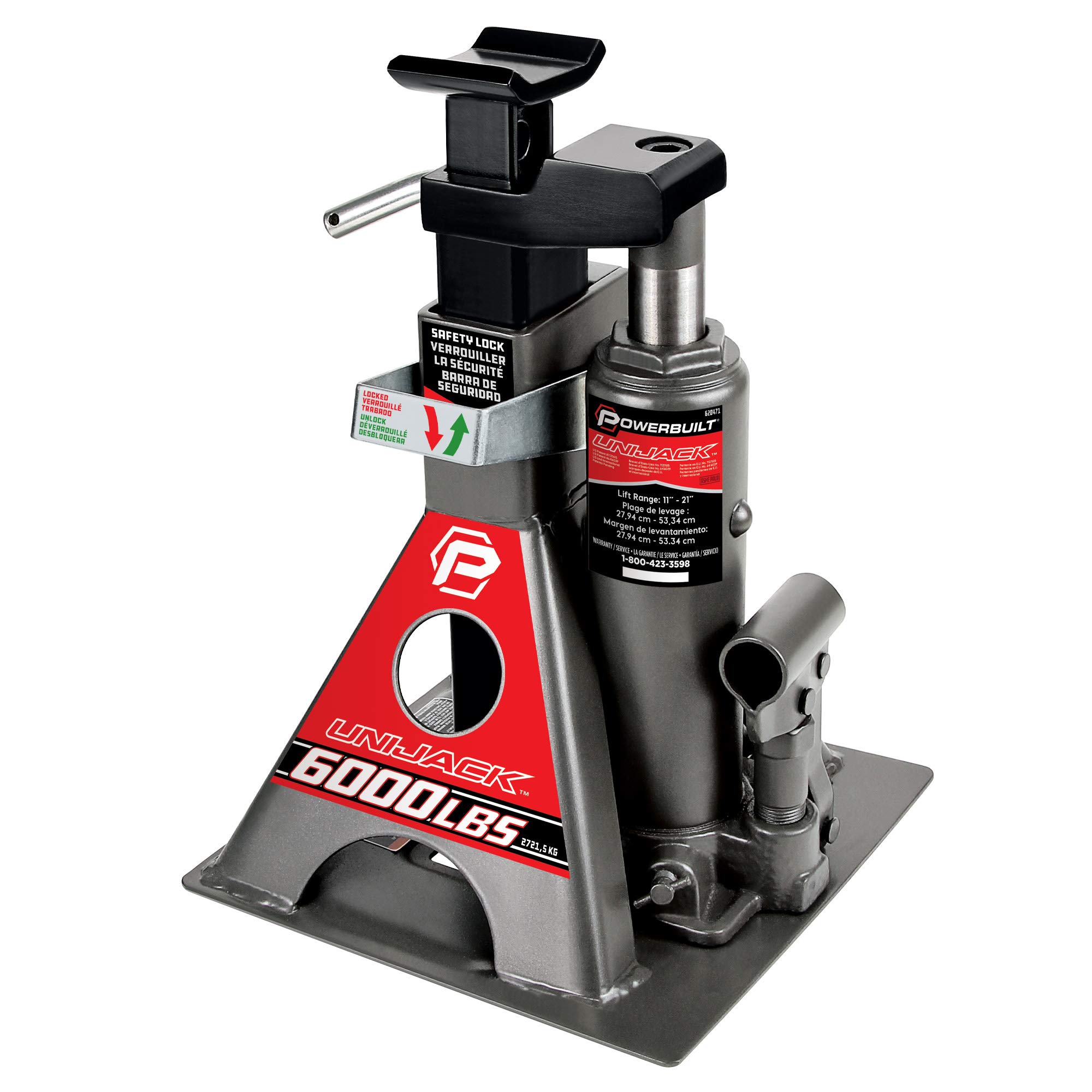Version 1.0.0 Powerbuilt 3 Ton, Bottle Jack and Jack Stands in One, 6000 Pound Capacity, All-in-One Car Lift, Heavy Duty Vehicle Unijack, Wide Base, 620471 - Image 1