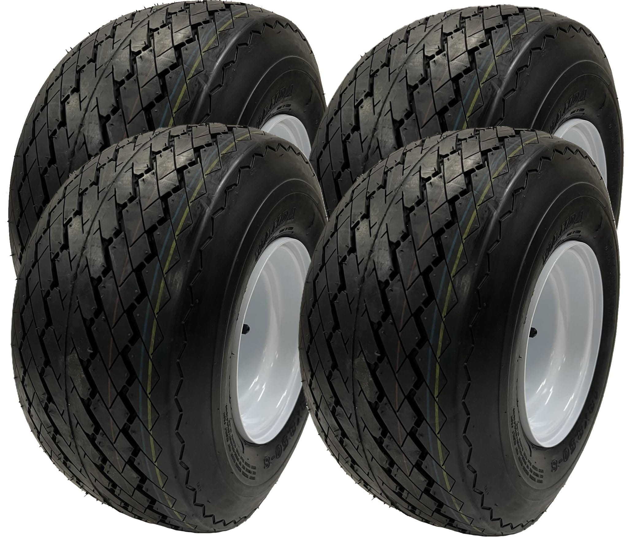 Version 1.0.0 eCustomrim 2-Pack Golf Cart Tires On Rims 18 X 8.5 X 8 18-850-8 18X8.50-8 White 4 Lug 8 Inch Wheel - 2 YEAR WARRANTY - Image 1