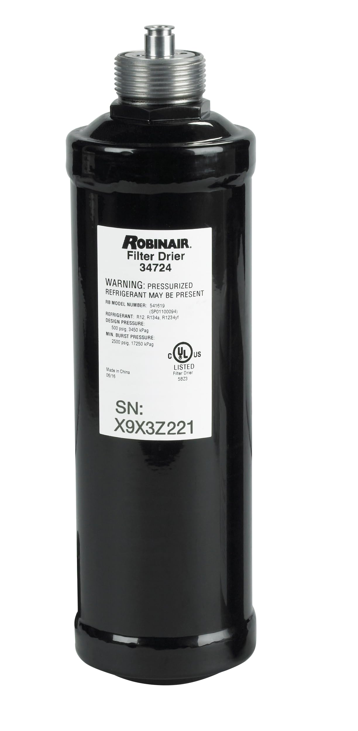 Version 1.0.0 Robinair 34724 A/C Recycling Filter-Drier Spin-On Replacement Filter - Compatible with 34288, 34288NI, 34788, 34788NI, 34788NI-H, 34888HD, 34988, 34988NI, 34998, AC1234-4/6/9 RRR Machines + More - Image 1