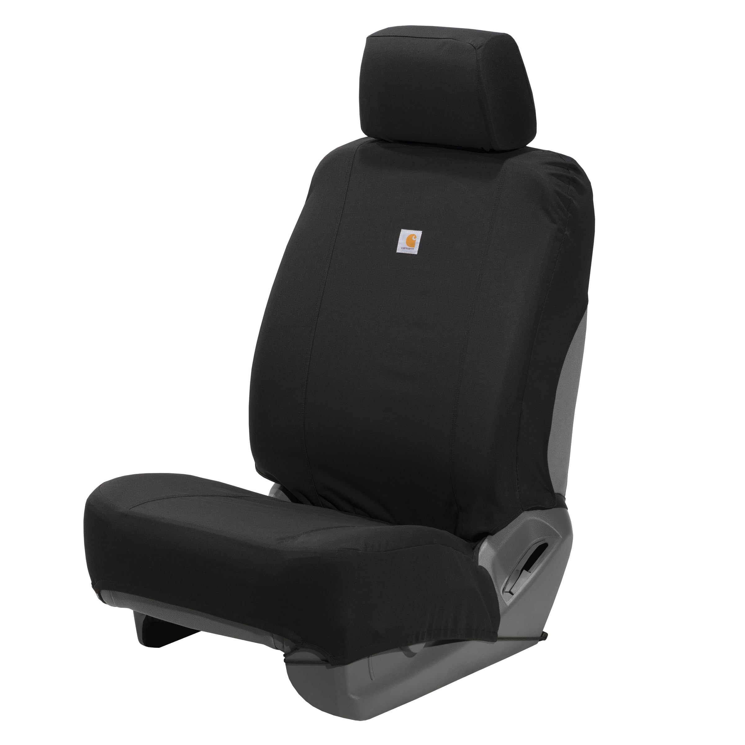 Version 1.0.0 Carhartt Universal Nylon Duck Canvas Fitted Bucket Seat Cover, Durable Seat Protection with Rain Defender, Single, Black - Image 1