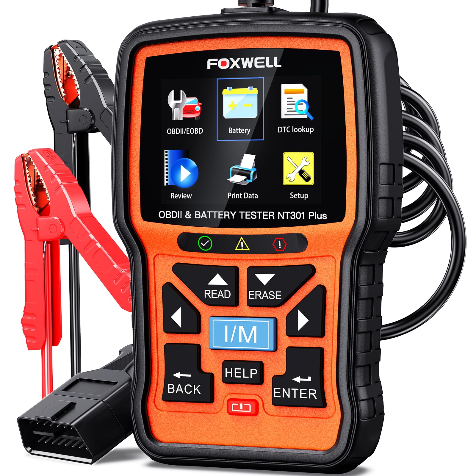 Version 1.0.0 FOXWELL NT301 Plus 2-in-1 OBD2 Scanner Car Battery Tester, Professional Code Reader Check Engine Diagnostic Tool, 12V Automotive Cranking Charging Analyzer for 1996+ Vehicle, Upgrade from NT301 - Image 1