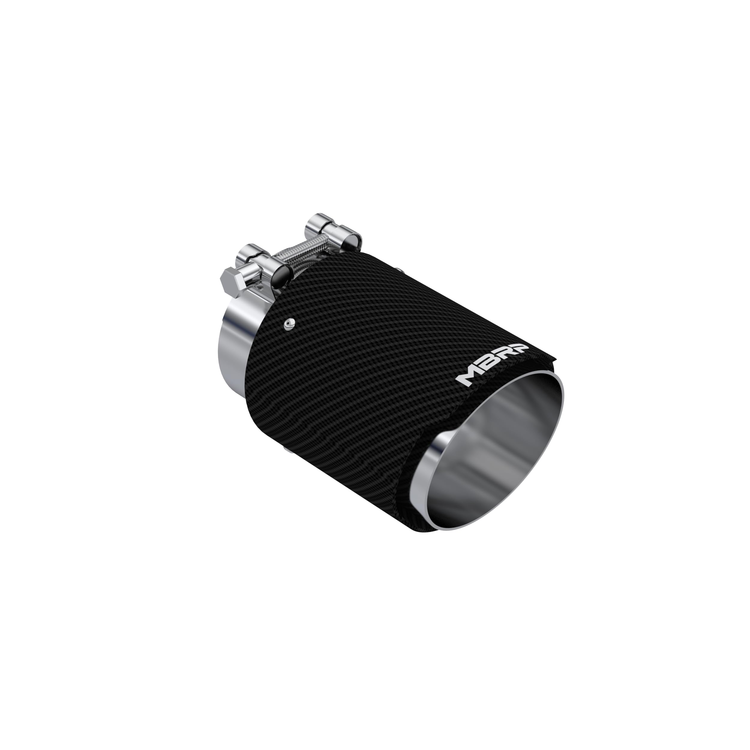 Version 1.0.0 MBRP T5188CF - Armor Pro 304 SS Round Angle Cut Clamp-On Carbon Fiber Exhaust Tip (3" Inlet, 4" Outlet, 6.13" Length) - Image 1