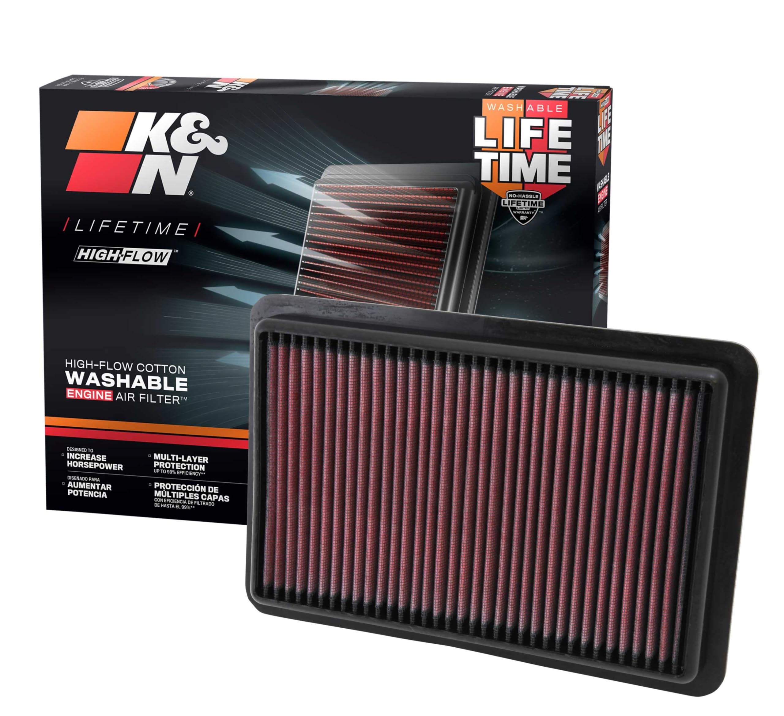 Version 1.0.0 K&N High-Flow Original Lifetime Engine Air Filter: Increase Power: Premium, Washable: Compatible with 2012-2025 MAZDA: 3, 6, CX-4, CX-5, 33-2480 - Image 1