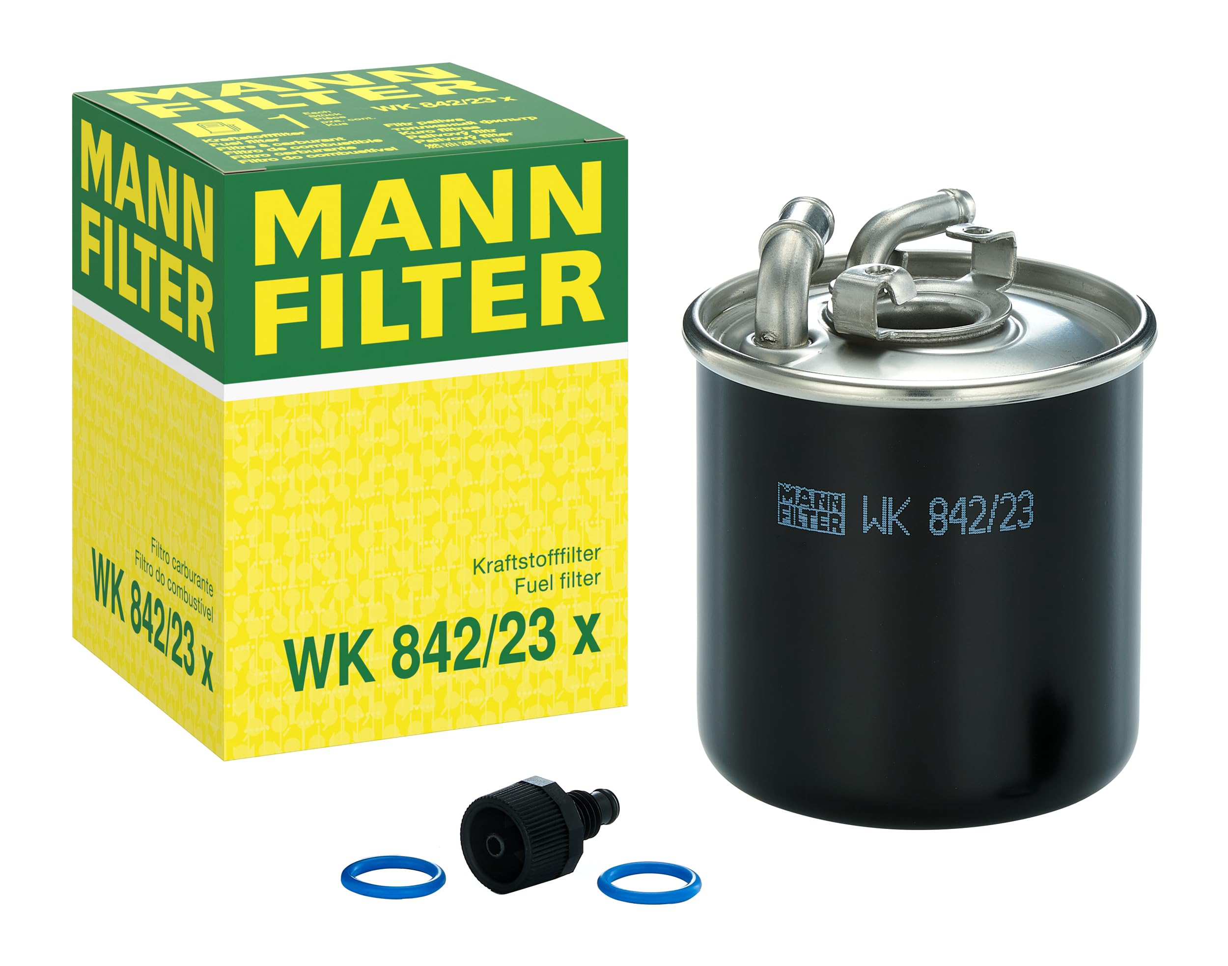 Version 1.0.0 MANN-FILTER WK 842/23 x Fuel Filter Compatible With Select Mercedes-Benz Sprinter Models With Water Sensor Connection - Image 1
