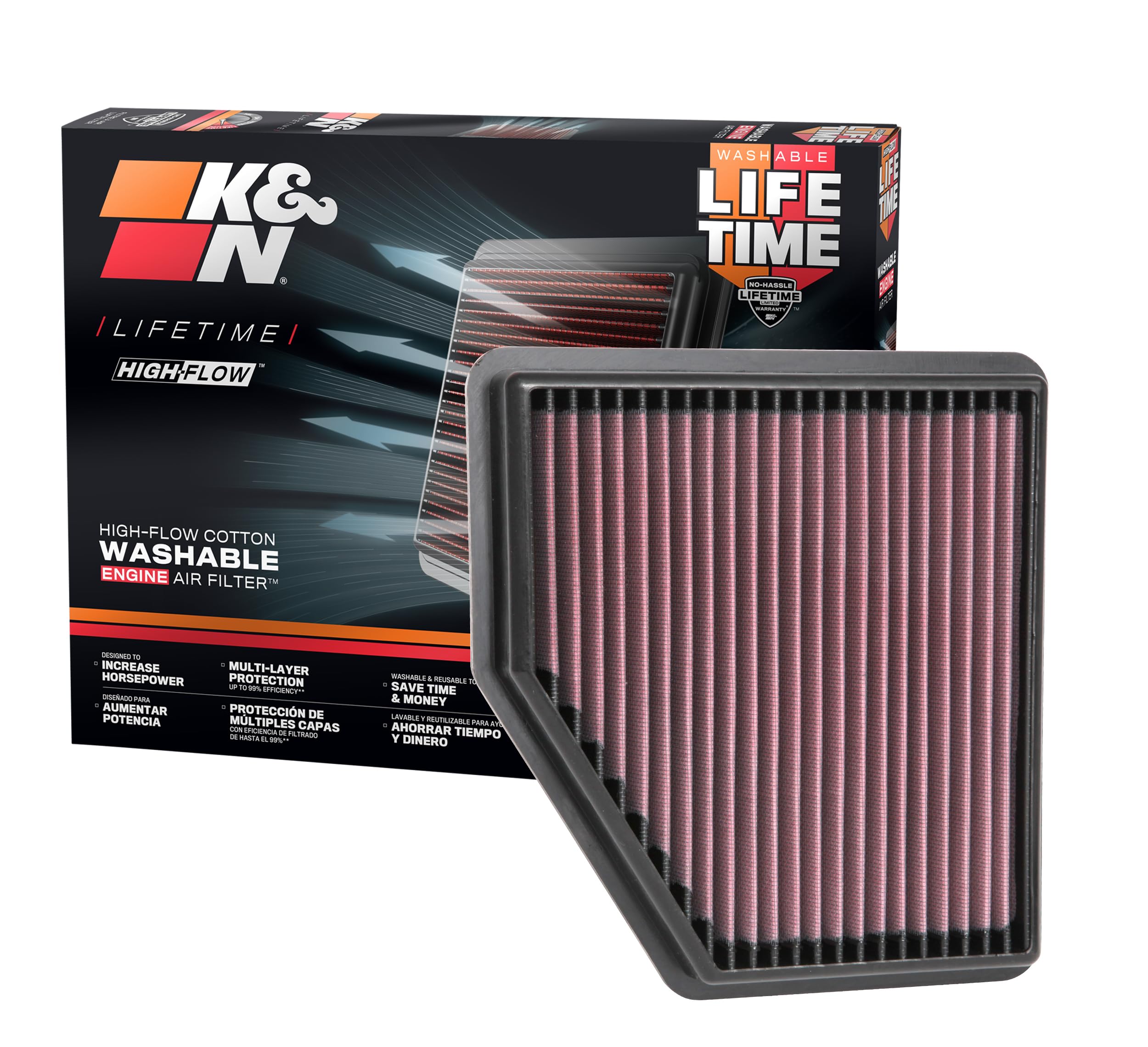 Version 1.0.0 K&N High-Flow Original Lifetime Engine Air Filter: Increase Power: Premium, Washable: Compatible with 2019-2025 NISSAN: Altima, 33-5095 - Image 1