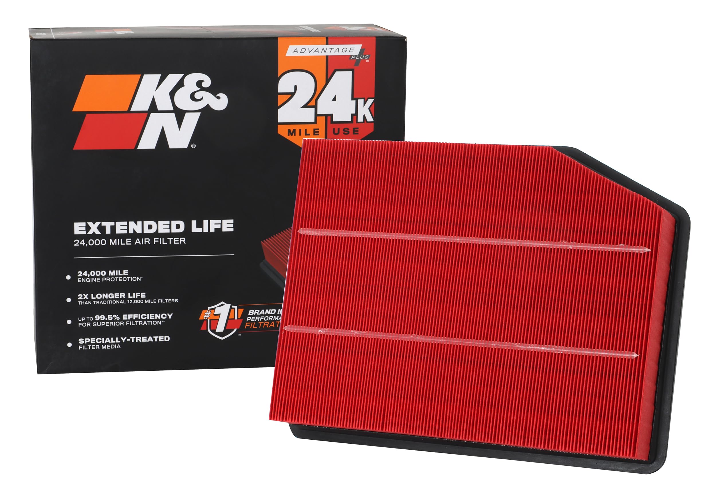 Version 1.0.0 K&N Engine Air Filter: Extended Life 24,000 Mile Replacement Air Filter: Compatible with 2019 Chevy/GMC Truck (Silverado 1500, Sierra 1500), KNX-5083 - Image 1