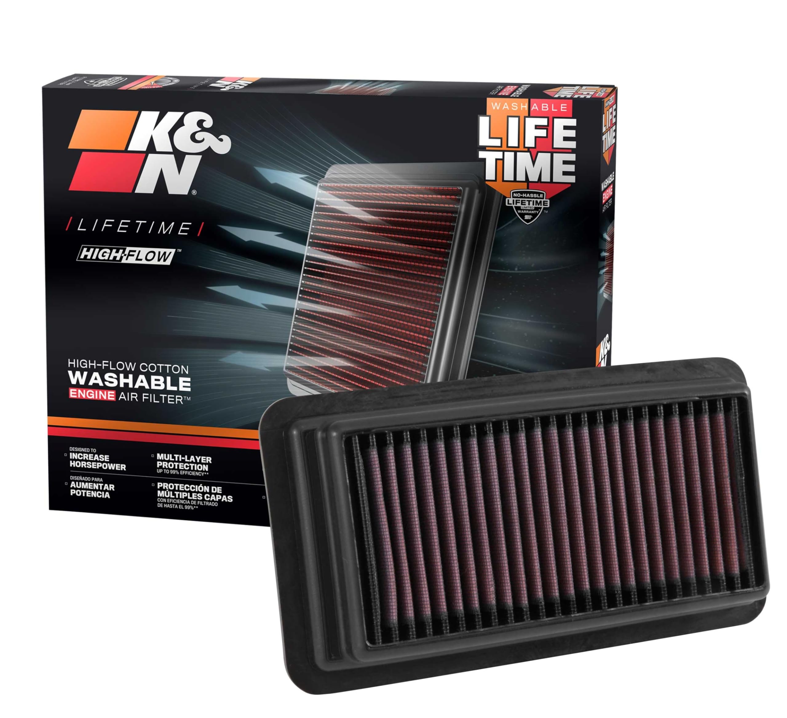 Version 1.0.0 K&N High-Flow Original Lifetime Engine Air Filter: Increase Power: Premium, Washable: Compatible with 2014-2022 HONDA: Civic, Civic SI, CRV, 33-5044 - Image 1