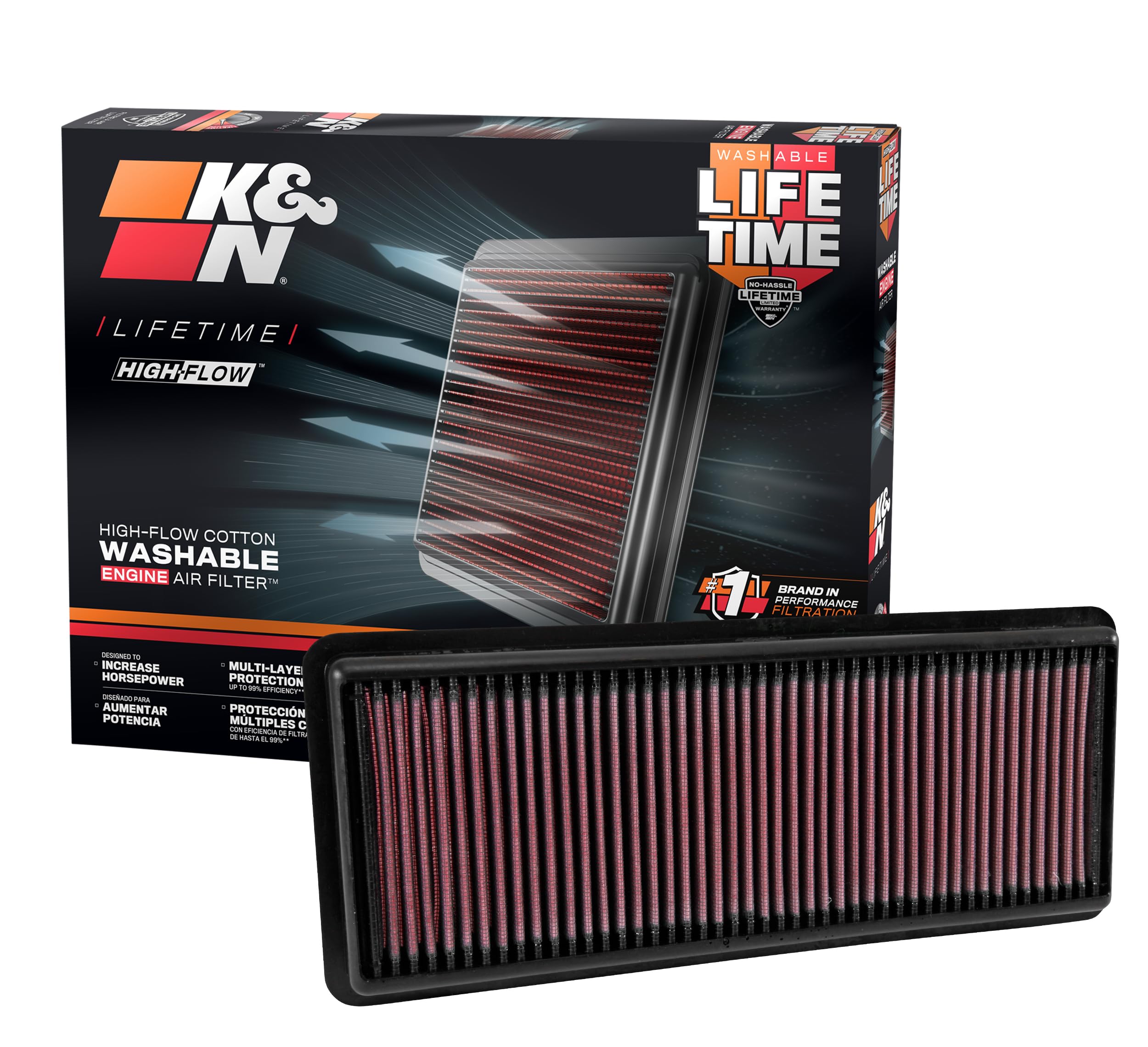 Version 1.0.0 K&N High-Flow Original Lifetime Engine Air Filter: Increase Power: Premium, Washable: Compatible with 2015-2024 Abarth/Fiat/Mazda: 124 Spider, MX-5, 33-5040 - Image 1