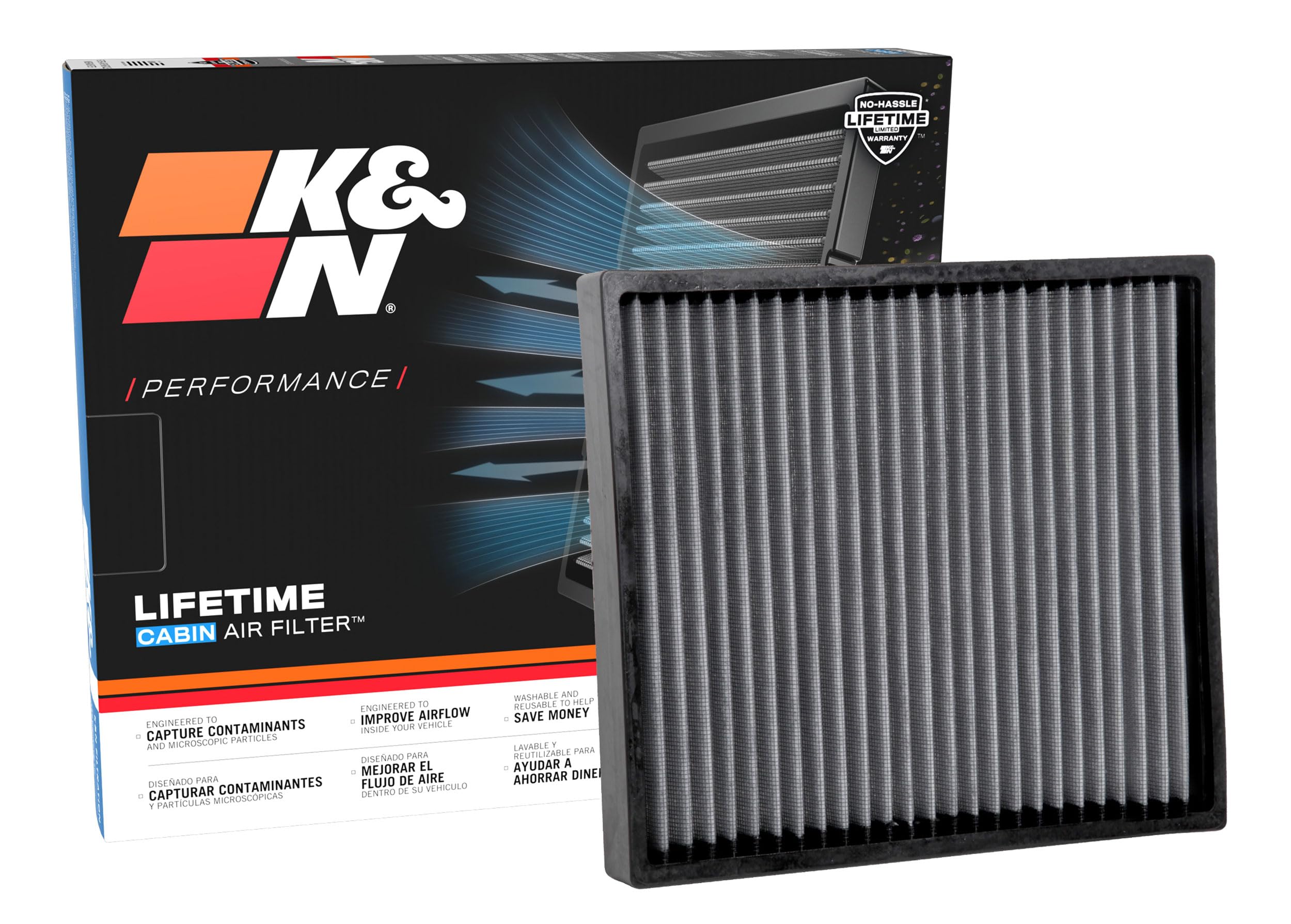 Version 1.0.0 K&N LIFETIME Cabin Air Filter: Premium, Washable, Clean Air for your Cabin: Compatible with Select 2009-2026 Genesis/Hyundai/KIA: G80, G70, Nexo, Santa Fe, Sedona, Stinger, Telluride, VF2061 - Image 1