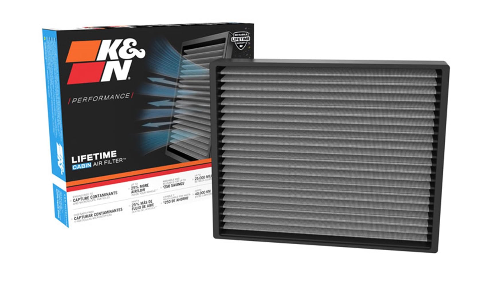 Version 1.0.0 K&N LIFETIME Cabin Air Filter: Premium, Washable, Clean Air for your Cabin: Compatible with 2021-2024 Ford/Volkswagon: Bronco, Everest, Ranger, Amarok, VF2078 - Image 1