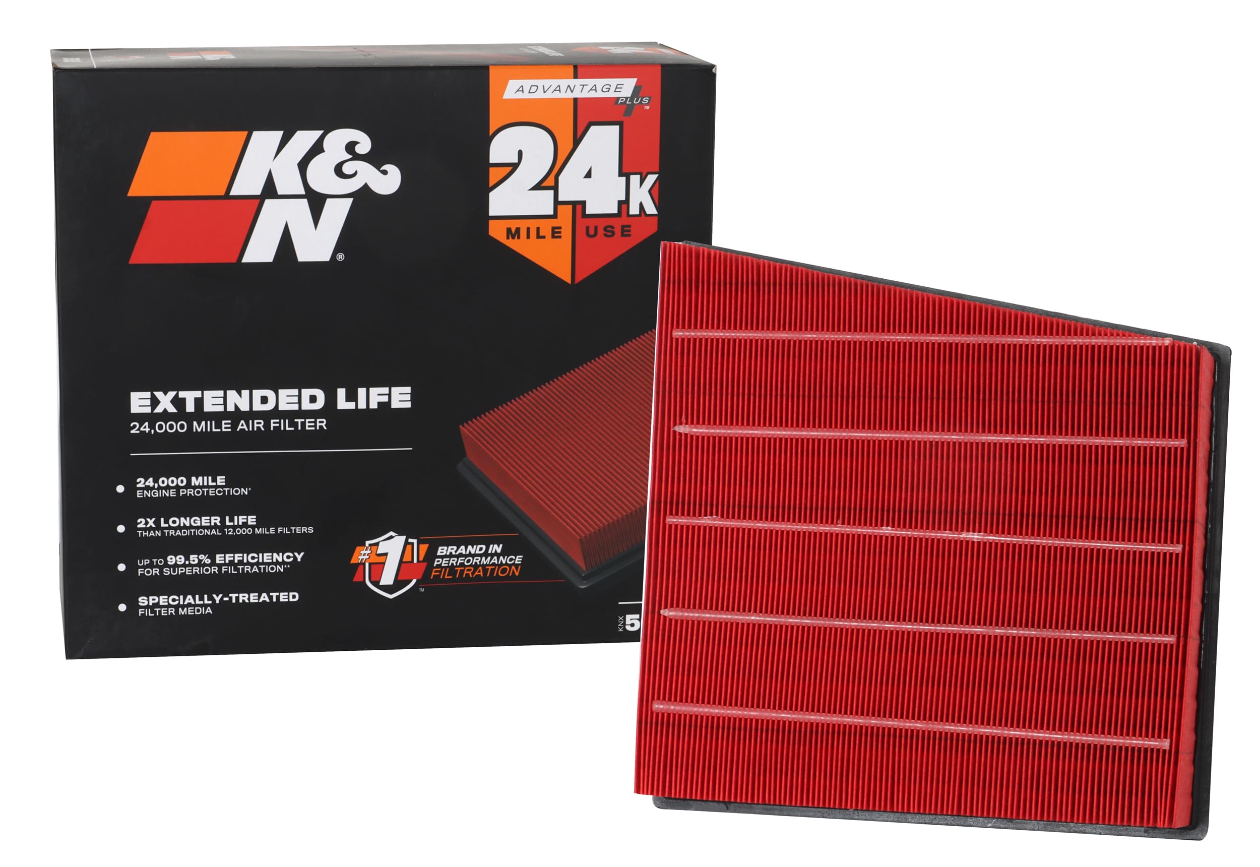 Version 1.0.0 K&N Engine Air Filter: Extended Life 24,000 Mile Replacement: Compatible with 2017-2019 Chevy/GMC Truck V8 (Silverado 2500, 3500, Sierra 2500, 3500), KNX-5065 - Image 1