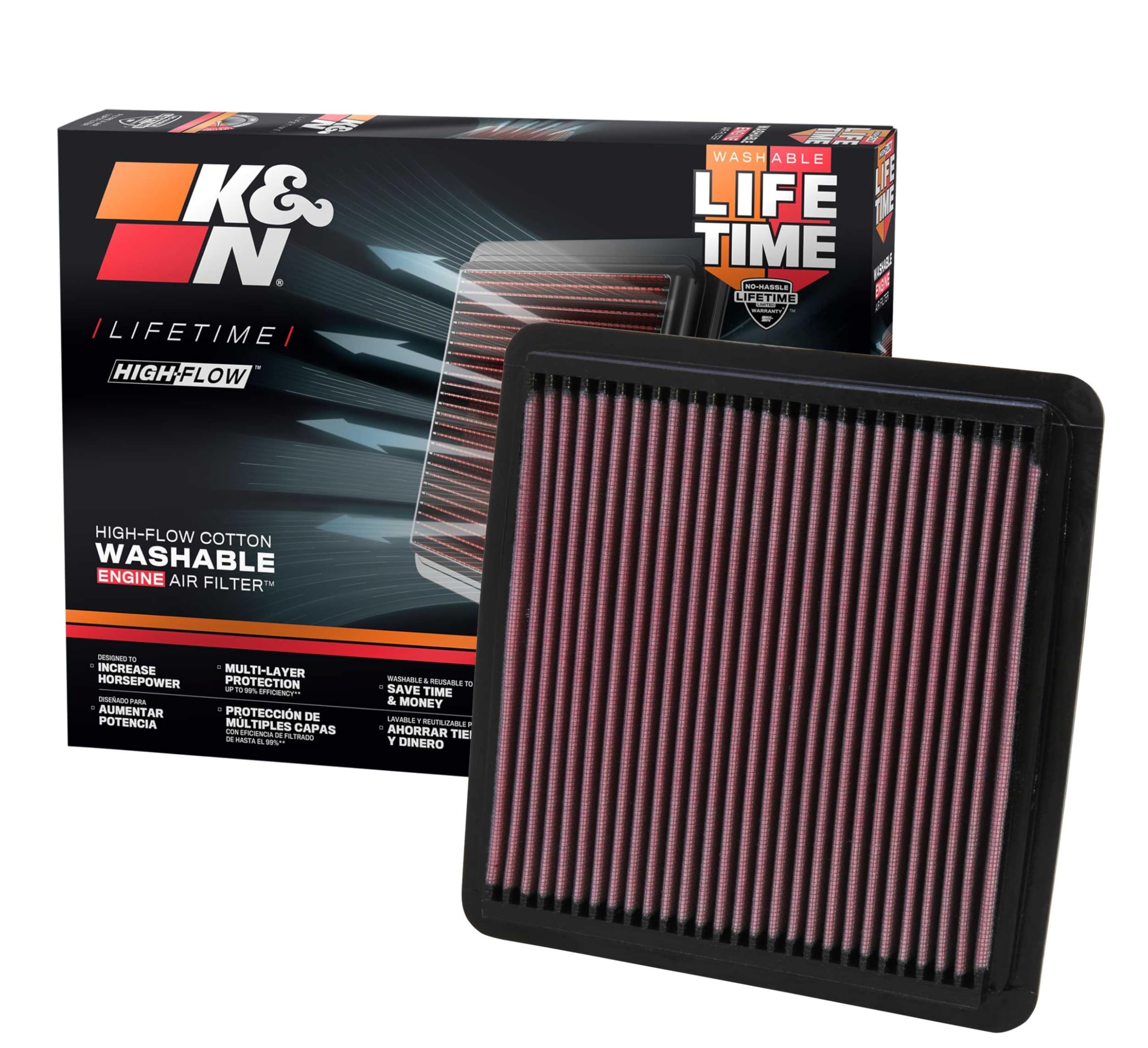 Version 1.0.0 K&N High-Flow Original Lifetime Engine Air Filter: Increase Power: Premium, Washable: Compatible with 2003-2021 Subaru: (See Product Description for Select Models) 33-2304 - Image 1