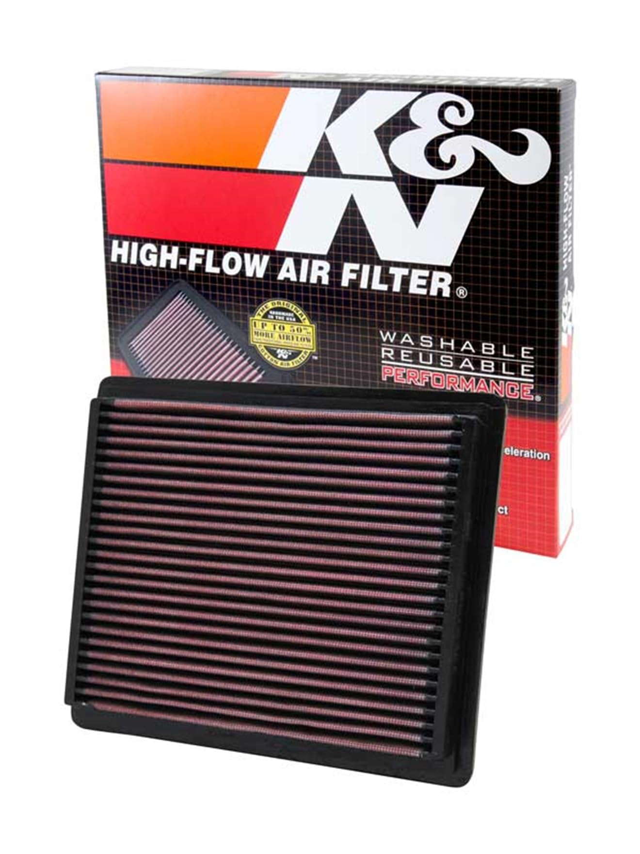 Version 1.0.0 K&N High-Flow Original Lifetime Engine Air Filter: Increase Power: Premium, Washable: Compatible with 1997-2009 FORD/Mazda/Mercury: Explorer, Ranger, B2300, B2500, B3000, Mountaineer, 33-2106-1 - Image 1