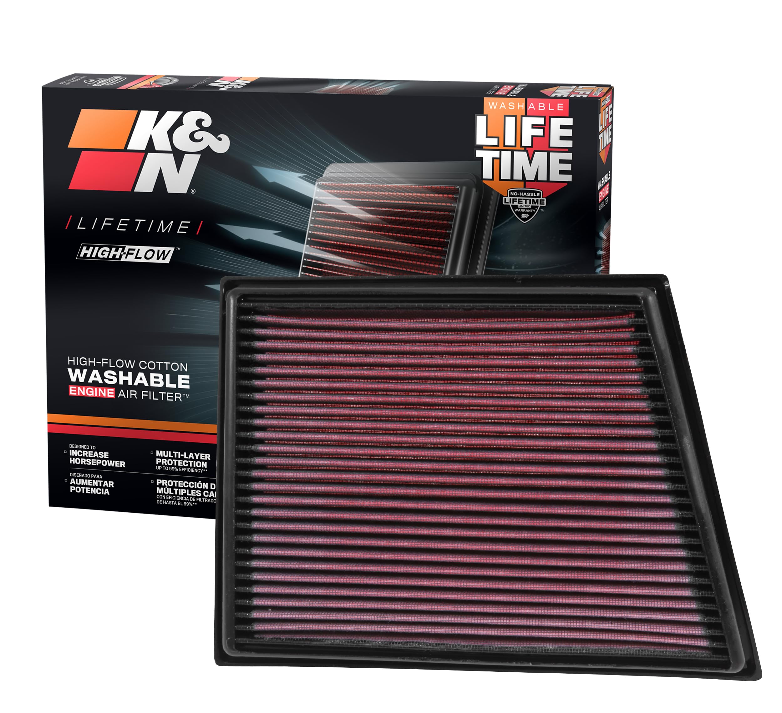 Version 1.0.0 K&N High-Flow Original Lifetime Engine Air Filter: Increase Power: Premium, Washable: Compatible with 2014-2024 BMW: (See Product Description for Select Models) 33-3025 - Image 1