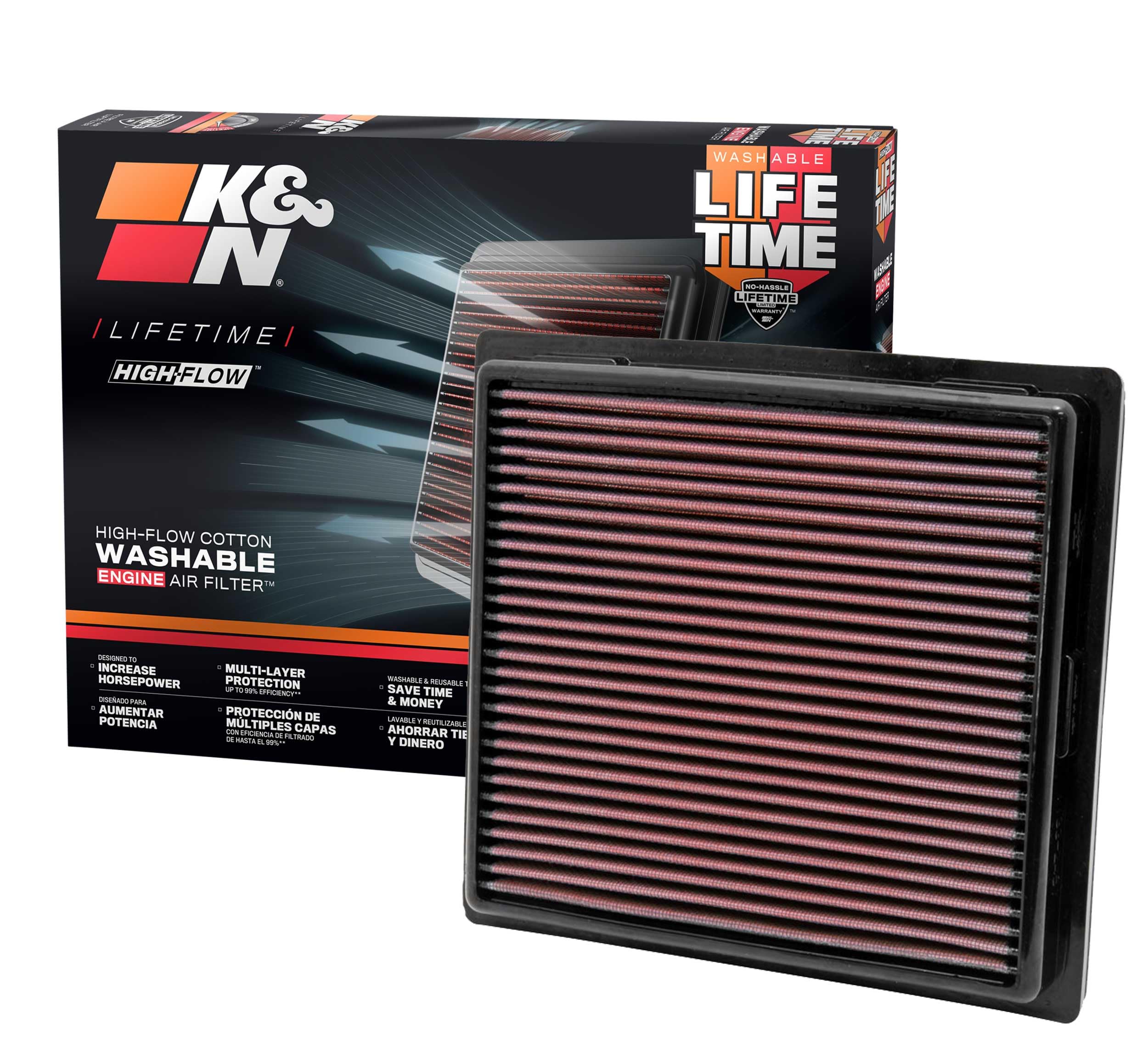 Version 1.0.0 K&N High-Flow Original Lifetime Engine Air Filter: Increase Power: Premium, Washable: Compatible with 2011-2025 Toyota/Lexus/Mitsubishi/Fiat: (See Product Description for Select Models) 33-2457 - Image 1