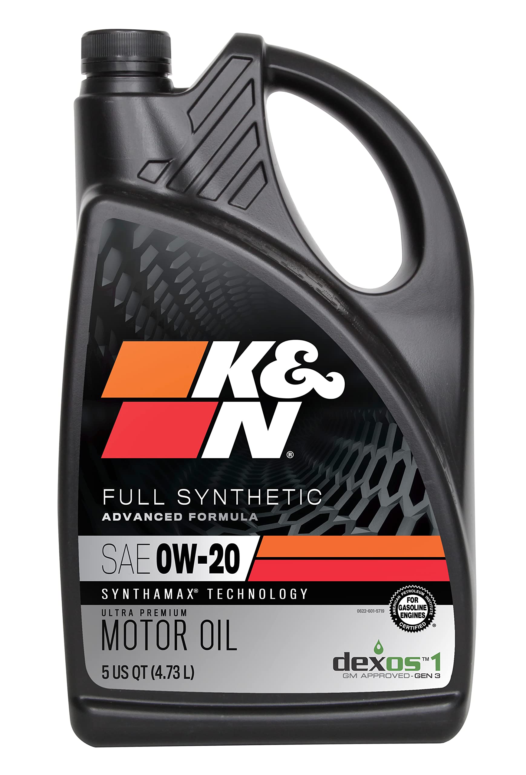 Version 1.0.0 K&N Motor Oil: 0W-20 Synthetic Engine Oil: Premium Protection, High Mileage, 5 Quarts - Image 1